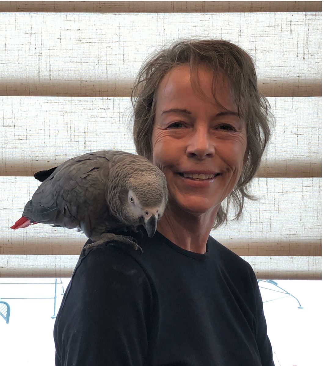 Valerie Thomas with African Grey